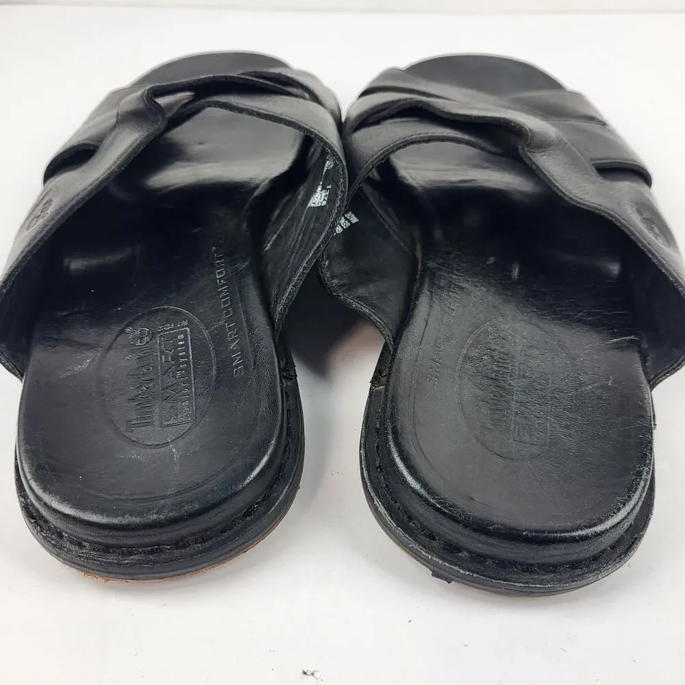 Vintage Timberland Smart Leather Slide Sandals Slip On Men's Size 12M Black